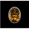 Image 1 : 25.86ct Citrine Quartz and Diamond Ring - 14KT White Gold