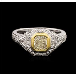 18KT Two-Tone Gold 1.23ctw Fancy Light Yellow Diamond Ring