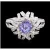 Image 1 : 14KT White Gold 1.17ct Tanzanite and Diamond Ring