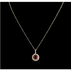 4.96ct Ruby and Diamond Pendant With Chain - 14KT Yellow Gold