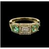 Image 1 : 0.80ctw Emerald and Diamond Ring - 14KT Yellow Gold