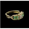 Image 2 : 0.80ctw Emerald and Diamond Ring - 14KT Yellow Gold