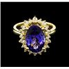 Image 1 : 5.35ct Tanzanite and Diamond Ring - 14KT Yellow Gold