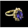Image 2 : 5.35ct Tanzanite and Diamond Ring - 14KT Yellow Gold