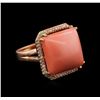 Image 2 : 15.11ct Pink Coral and Diamond Ring - 14KT Rose Gold
