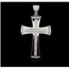 Image 1 : 14KT White Gold 0.98ctw Diamond Cross Pendant