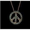 Image 1 : 14KT Rose Gold 0.94ctw Blue Diamond Peace Pendant With Chain