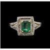 Image 1 : 1.00ct Emerald and Diamond Ring - 14KT Yellow Gold