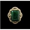 Image 1 : 18.28ct Emerald and Diamond Ring - 14KT Yellow Gold