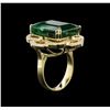 Image 3 : 18.28ct Emerald and Diamond Ring - 14KT Yellow Gold