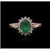 Image 1 : 14KT Rose Gold 1.35ct Emerald and Diamond Ring