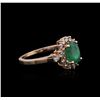 Image 2 : 14KT Rose Gold 1.35ct Emerald and Diamond Ring