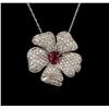 Image 1 : 1.59ct Tourmaline and Diamond Pendant With Chain - 18KT White Gold