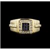 Image 1 : 0.50ctw Blue Sapphire and Diamond Ring - 14KT Yellow Gold