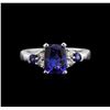 Image 1 : 1.78ct Tanzanite, Blue Sapphire and Diamond Ring - 14KT White Gold