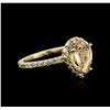 Image 2 : 14KT Yellow Gold 1.29ct Morganite and Diamond Ring