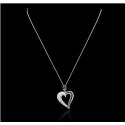 14KT Yellow Gold 1.56ctw Sapphire and Diamond Heart Pendant With Chain