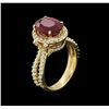 Image 3 : 4.24ct Ruby and Diamond Ring - 14KT Yellow Gold