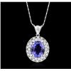 Image 1 : 14KT White Gold 5.50ct Tanzanite and Diamond Pendant With Chain