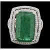 Image 1 : 14KT Two-Tone Gold 12.39ct Emerald and Diamond Ring