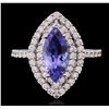 Image 1 : 14KT White Gold 1.88ct Tanzanite and Diamond Ring