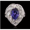 Image 1 : 18KT White Gold 5.36ct Tanzanite and Diamond Ring
