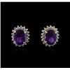 Image 1 : 14KT Yellow Gold 2.15ctw Amethyst and Diamond Earrings
