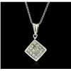 Image 1 : 14KT White Gold 0.50ctw Diamond Pendant With Chain
