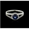 Image 1 : 18KT White Gold 0.98ct Sapphire and Diamond Ring