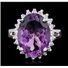 Image 1 : 14KT White Gold 7.81ct Amethyst and Diamond Ring