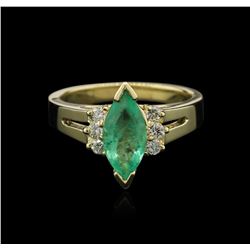 2.15ct Emerald and Diamond Ring - 14KT Yellow Gold