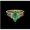 Image 1 : 2.15ct Emerald and Diamond Ring - 14KT Yellow Gold