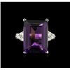 Image 1 : 10.73ct Amethyst and Diamond Ring - 14KT White Gold