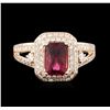 Image 1 : 14KT Rose Gold 1.07ct Tourmaline and Diamond Ring