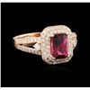 Image 2 : 14KT Rose Gold 1.07ct Tourmaline and Diamond Ring