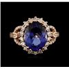 Image 1 : 14KT Rose Gold 4.13ct Tanzanite and Diamond Ring