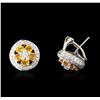 Image 2 : 18KT White Gold 1.90ctw Yellow Sapphire and Diamond Earrings