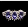 Image 1 : 14KT White Gold 1.32ctw Tanzanite and Diamond Ring