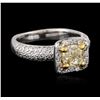 Image 2 : 18KT Two-Tone Gold 1.49ctw Fancy Light Yellow Diamond Ring