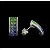 Image 2 : 2.40ctw Blue and Green Sapphire Earrings - 14KT White Gold