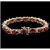 Image 2 : 28.70ctw Ruby and Diamond Bracelet - 14KT Yellow Gold