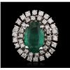 Image 1 : 14KT White Gold 3.16ct Emerald and Diamond Ring