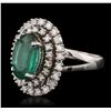 Image 2 : 14KT White Gold 3.16ct Emerald and Diamond Ring