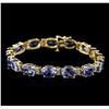 Image 1 : 14KT Yellow Gold 34.35ctw Tanzanite and Diamond Bracelet