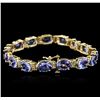 Image 2 : 14KT Yellow Gold 34.35ctw Tanzanite and Diamond Bracelet