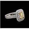 Image 2 : 18KT Two-Tone Gold 2.35ctw Fancy Yellow Diamond Ring