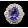 Image 1 : 14KT White Gold 4.40ct Tanzanite and Diamond Ring