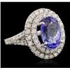 Image 2 : 14KT White Gold 4.40ct Tanzanite and Diamond Ring