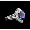 Image 2 : 4.22ct Tanzanite and Diamond Ring - 14KT White Gold
