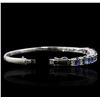 Image 3 : 14KT White Gold 4.68ctw Sapphire and Diamond Bangle Bracelet